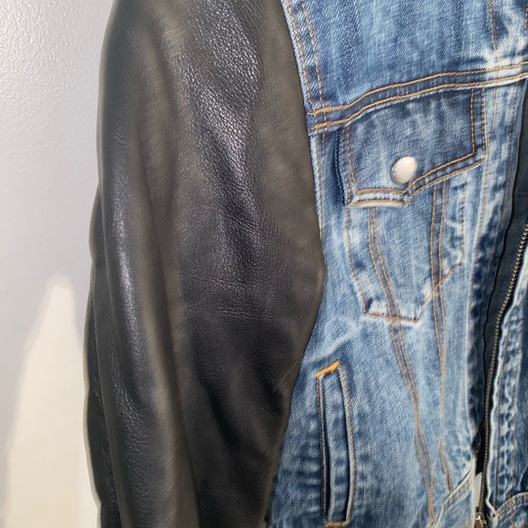 Rag &Bone Leather & Denim Crop Jacket In Indigo XS - Picture 11 of 16